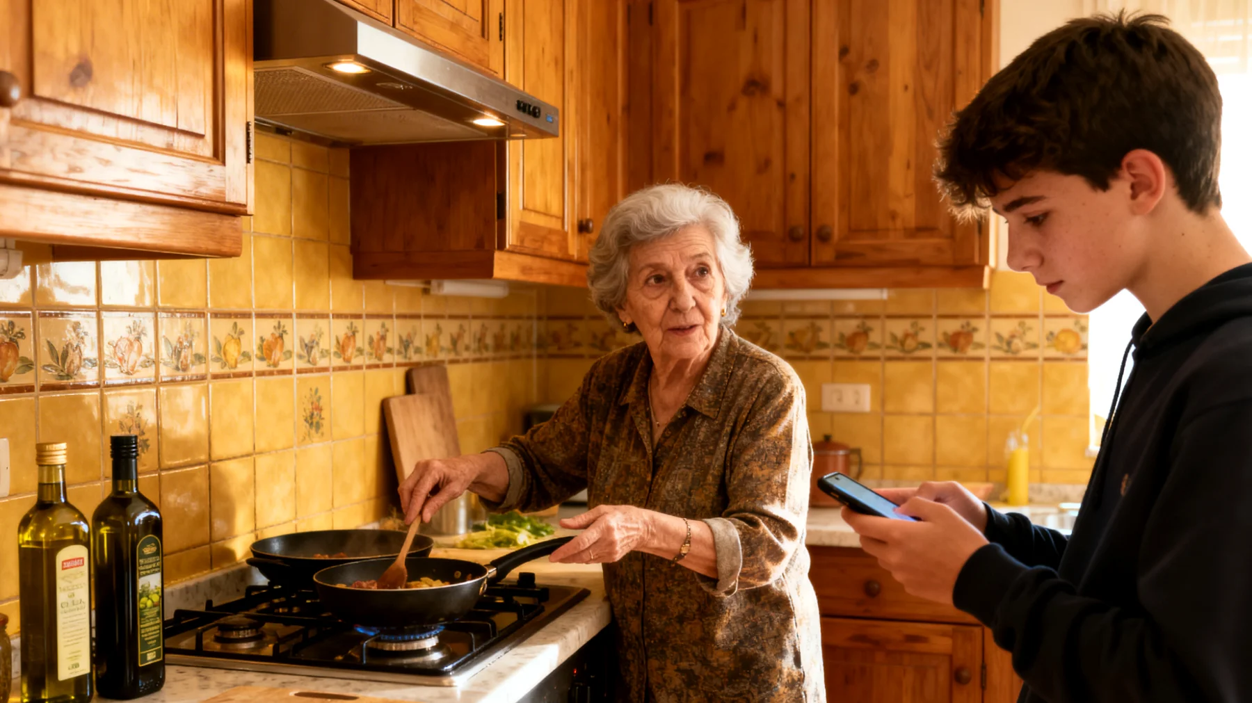 I nonni faticano a coinvolgere i nipoti adolescenti nelle attività quotidiane come apparecchiare, riordinare o preparare da mangiare insieme, trovandosi di fronte a rifiuti, svogliatezza e continue distrazioni tecnologiche"